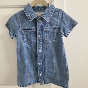 ZARA Kids Blue Denim Short-Sleeve Shirt Dress
